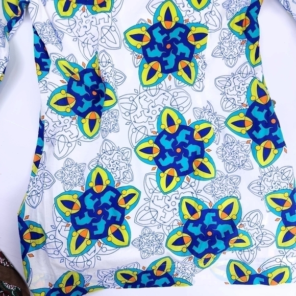 Tracy Negoshian White Blue Tunic Dress Sz Xs - Picture 8 of 9